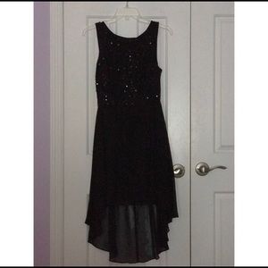 B Darlin black sequin hi-low dress • 9/10